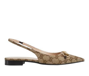 Buy Gucci Horsebit GG Canvas Slingback Flats Brown at Sasom – Authentic and Ready to Ship