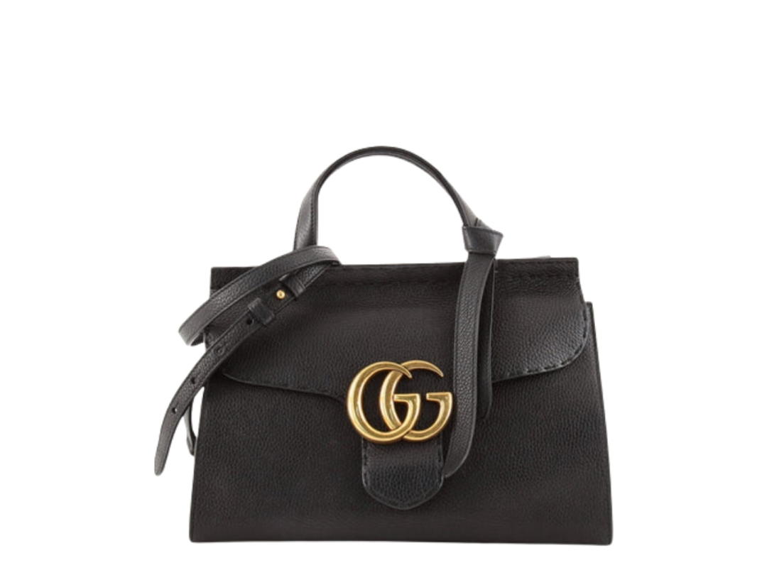 Gucci Gucci GG Marmont In Black Leather With Aged Gold Hardware