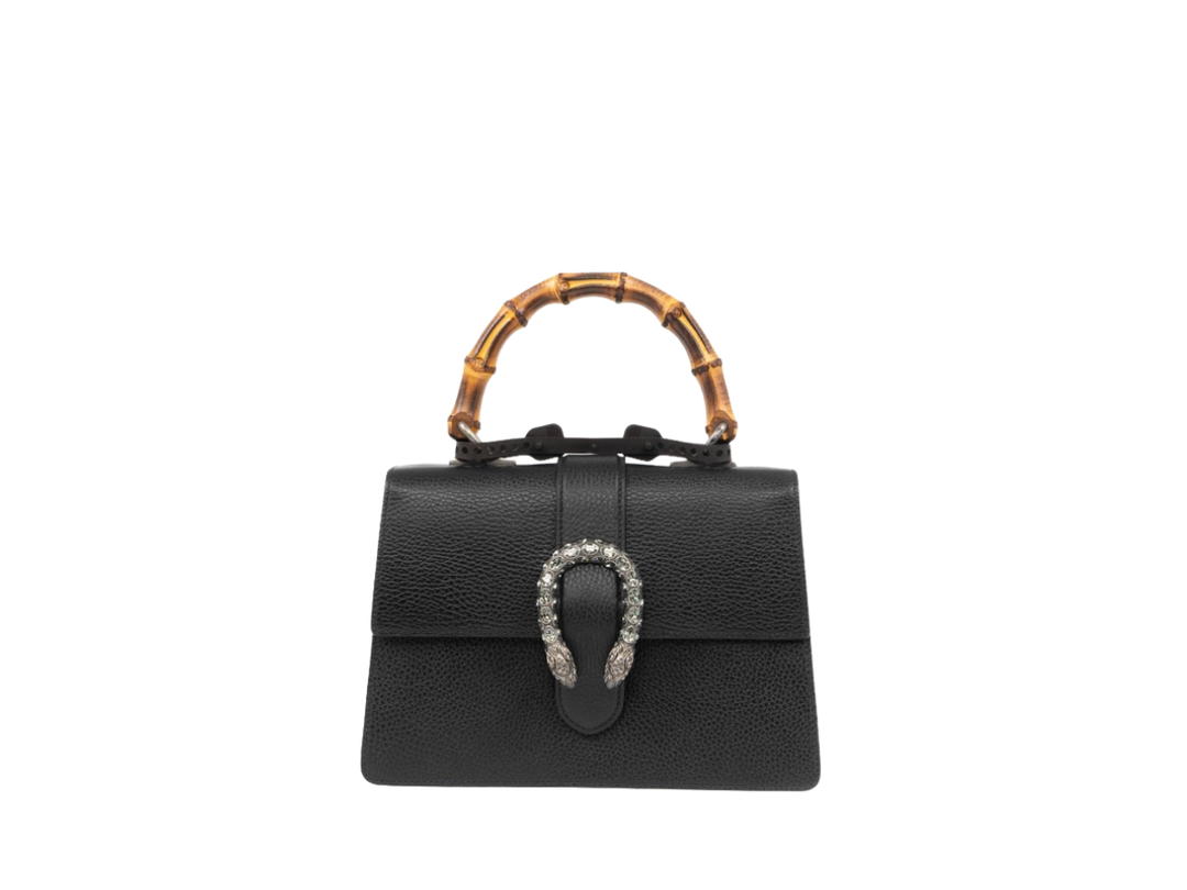 Gucci Gucci Medium Dionysus Bamboo Top Handle Bag In Silver Hardware With Black
