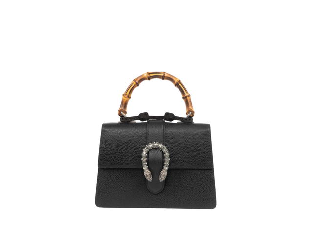 Gucci Gucci Medium Dionysus Bamboo Top Handle Bag In Silver Hardware With Black - view 1
