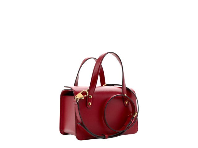 Gucci Gucci Mini Horsebit 1955 Foldover Top Handle Bag In Textured Calfskin With Gold Hardware Red - view 2