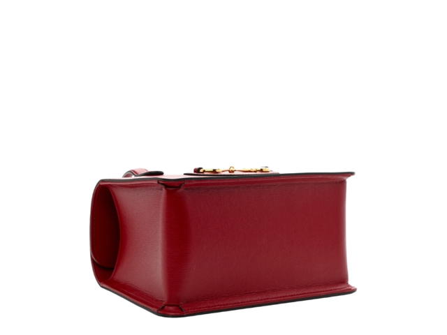 Gucci Gucci Mini Horsebit 1955 Foldover Top Handle Bag In Textured Calfskin With Gold Hardware Red - view 3
