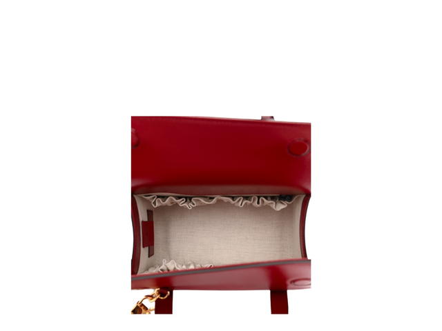 Gucci Gucci Mini Horsebit 1955 Foldover Top Handle Bag In Textured Calfskin With Gold Hardware Red - view 4