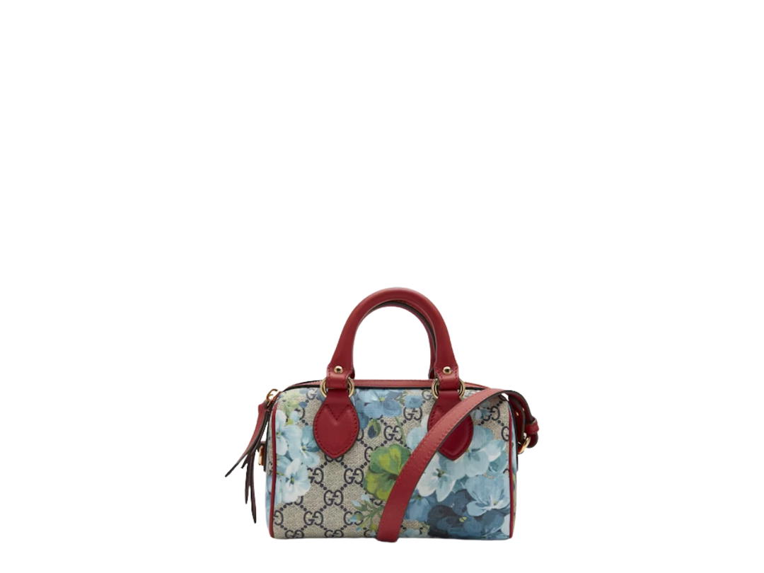 Gucci Gucci Mini Top Handle Bag In Gold-Tone Hardware With Blue Blooms Beige