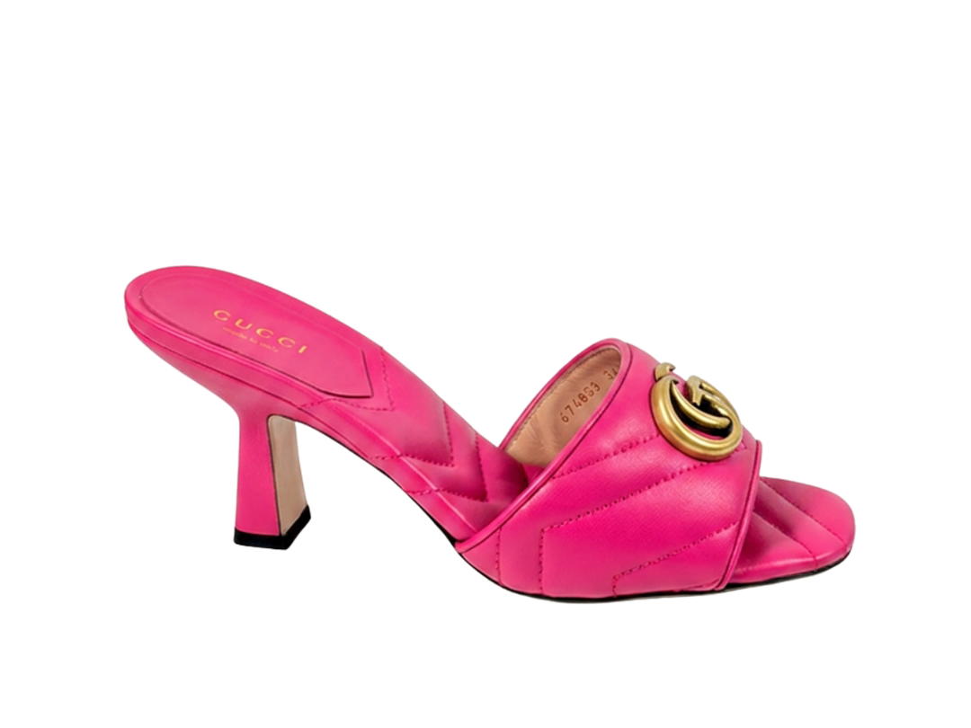 Gucci Gucci Double G Leather Mules Pink (W)