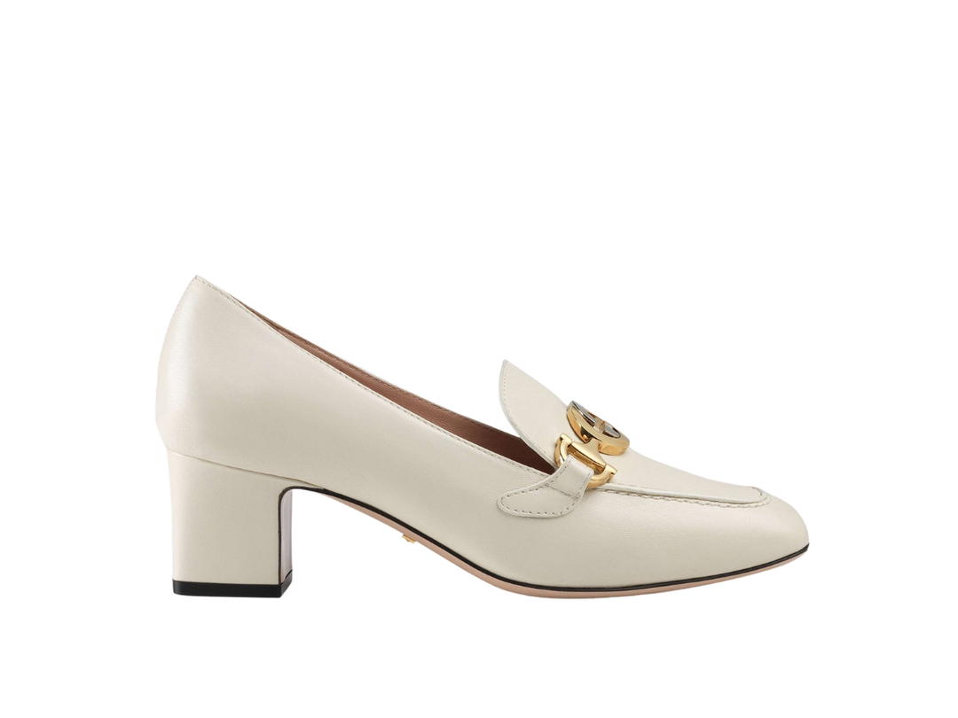 Gucci Gucci Zumi Leather Mid-heel Loafers White