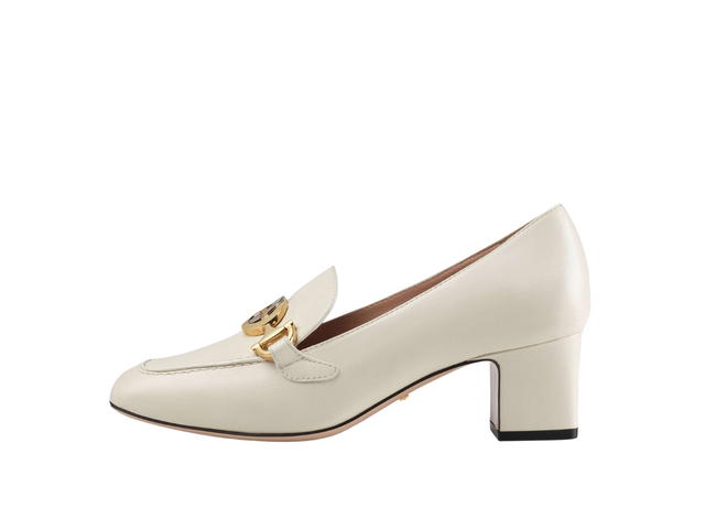 Gucci Gucci Zumi Leather Mid-heel Loafers White - view 2