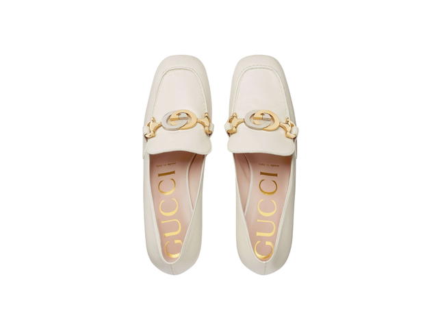 Gucci Gucci Zumi Leather Mid-heel Loafers White - view 3