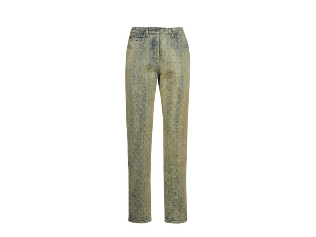 Gucci Gucci Denim Eco Washed Jacquard Jeans Blue