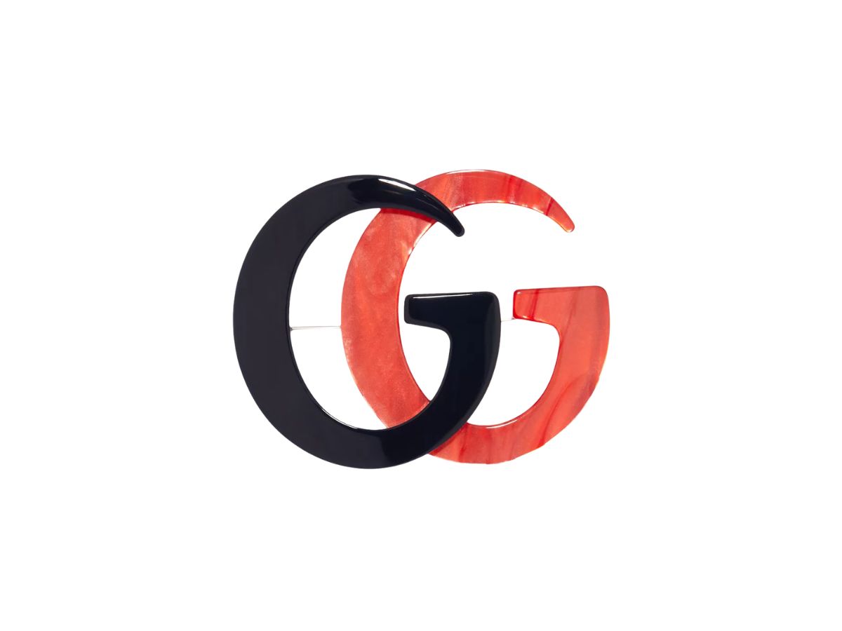 Gucci Gucci GG Logo Resin Brooch Black Red