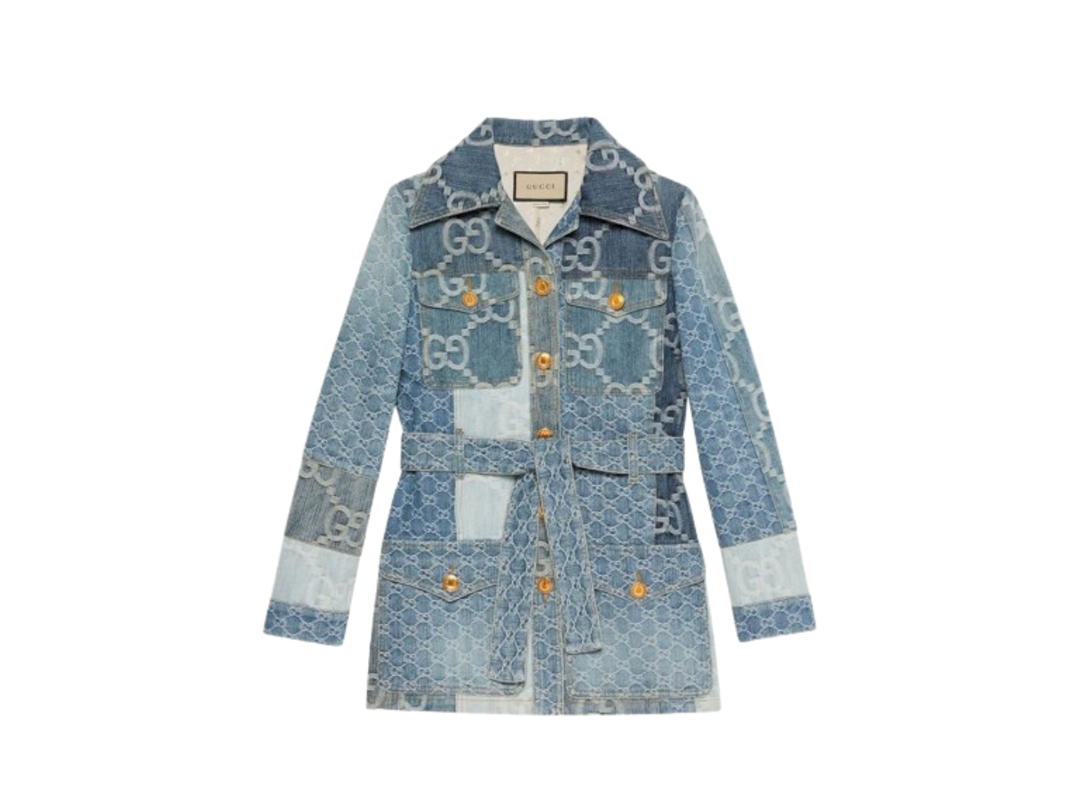 Gucci Gucci Patchwork GG Embroidered Denim Jacket Blue (W)