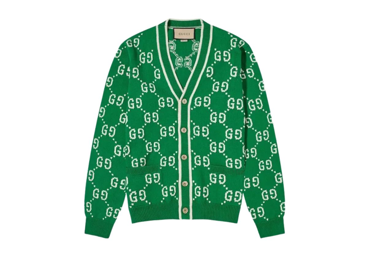 Gucci Gucci Jumbo GG Jacquard Cardigan Green