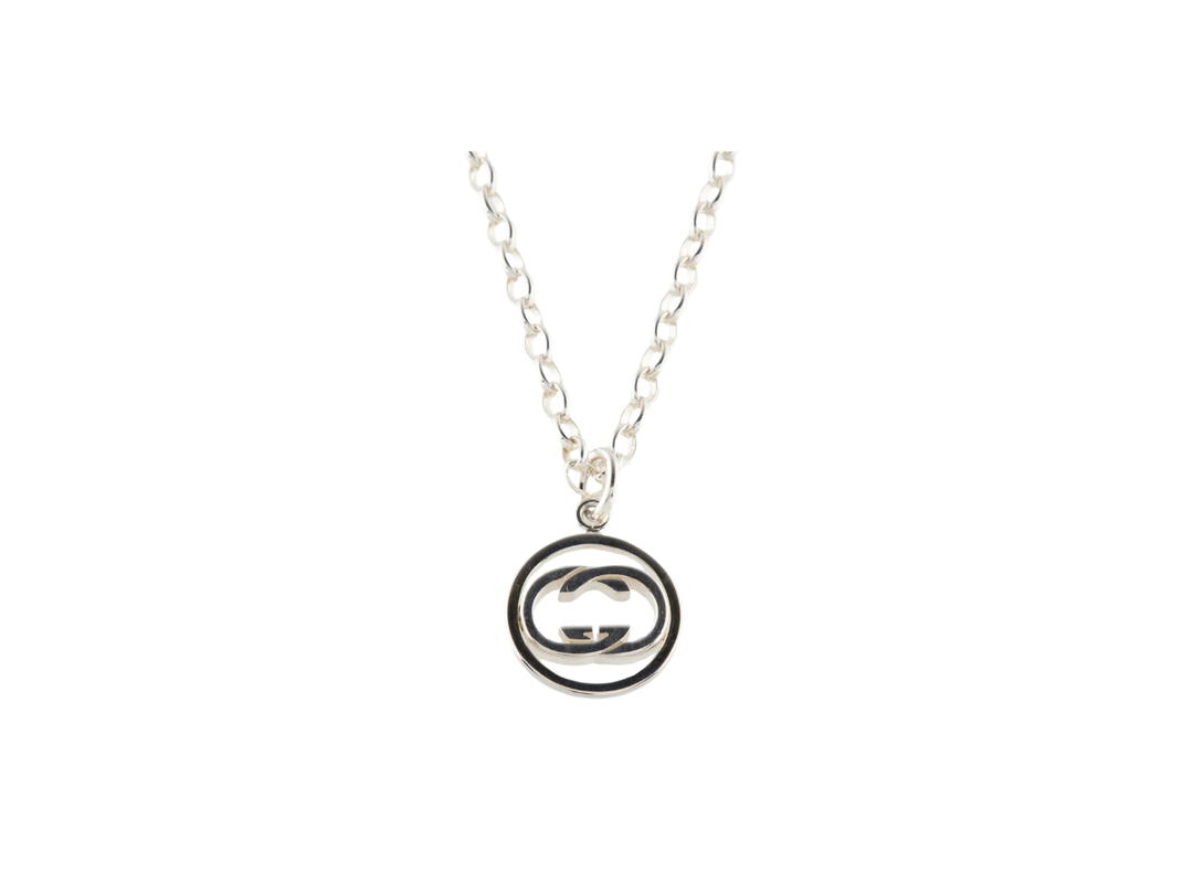 Gucci Gucci Doppia Interlocking G Circle Pendant Necklace Silver