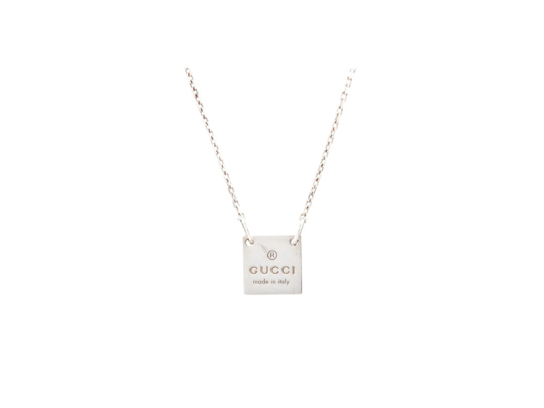 Gucci Gucci Trademark Logo Square Pendant Silver