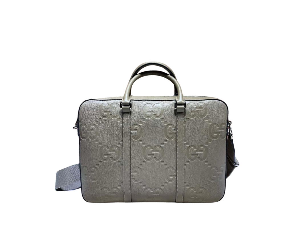 Gucci Gucci Jumbo GG Zip Briefcase Grey