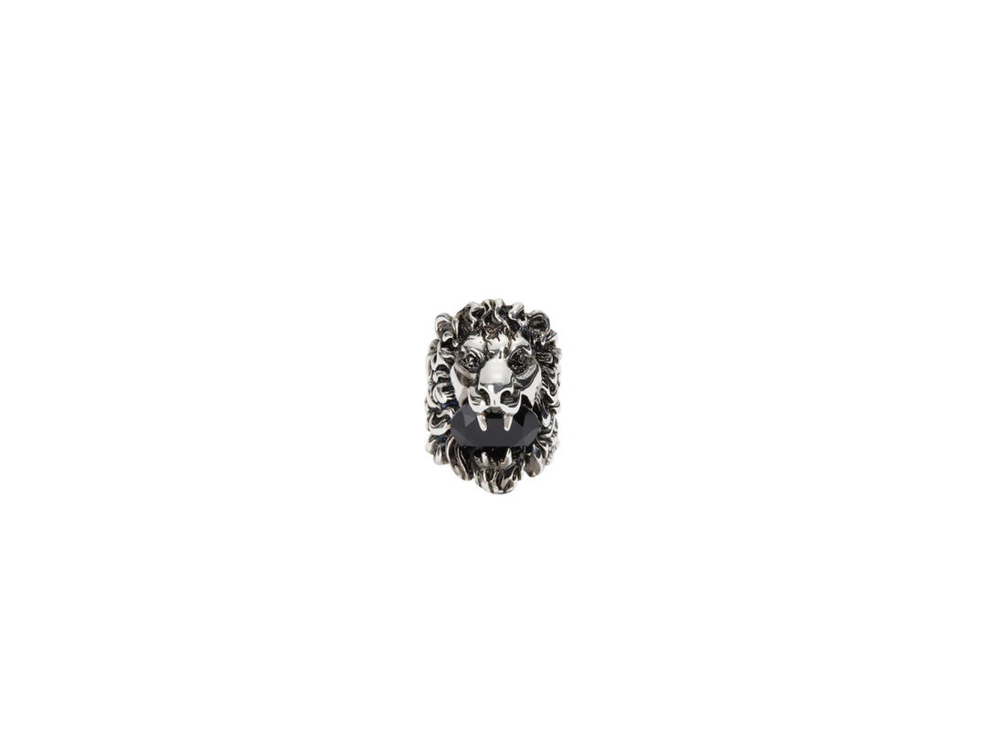 Gucci Gucci Lion Head Ring With Crystal Silver