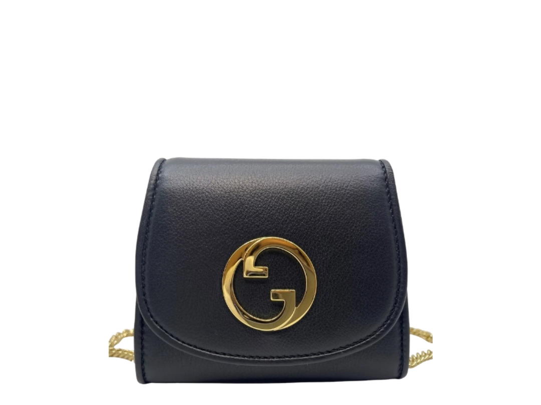 Gucci Gucci Blondie Chain Wallet In Black Leather With Gold Hardware