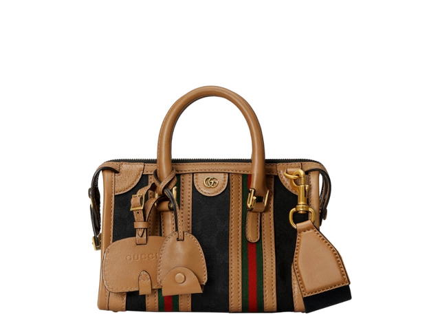 Gucci Gucci Bauletto Small Top-Handle Bag In GG Original-Canvas With Gold Hardware Black Brown - view 1