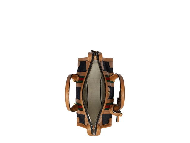 Gucci Gucci Bauletto Small Top-Handle Bag In GG Original-Canvas With Gold Hardware Black Brown - view 3