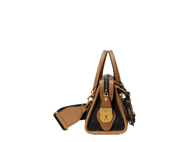 Gucci Gucci Bauletto Small Top-Handle Bag In GG Original-Canvas With Gold Hardware Black Brown - view 4