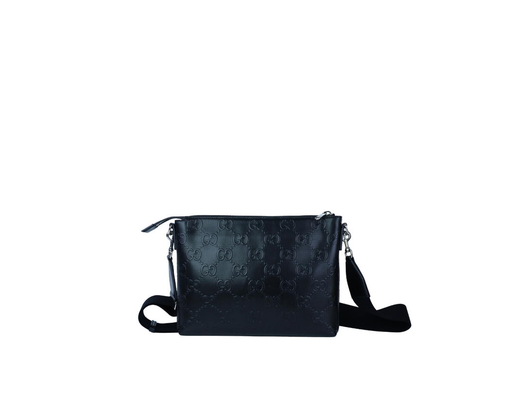 Gucci Gucci Embossed Messenger Bag Black