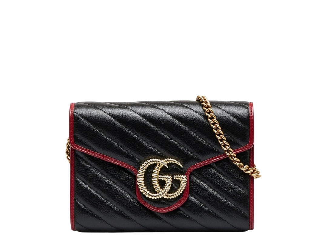 Gucci Gucci GG Marmont Torchon Wallet on Chain Black
