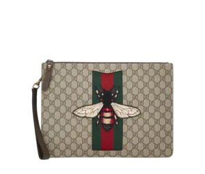 Buy Gucci GG Supreme Canvas Bee Clutch Brown at Sasom – Authentic and Ready to Ship