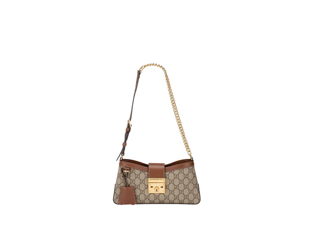 Gucci Gucci GG Supreme Padlock Small Chain Shoulder Bag Beige Brown Sugar