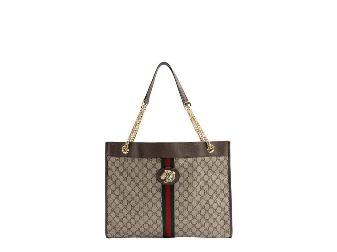 Gucci Gucci GG Supreme Rajah Large Tote In Gold-Tone Hardware With Brown