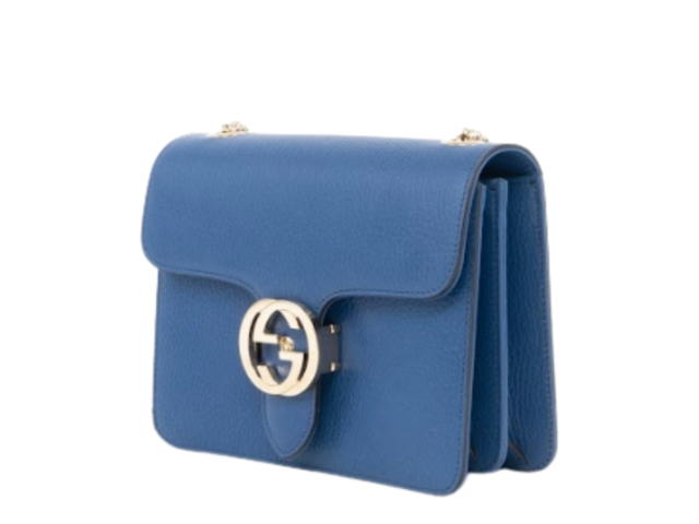 Gucci Gucci Interlocking G-Plaque In Blue Leather With Silver-Tone Blue - view 2