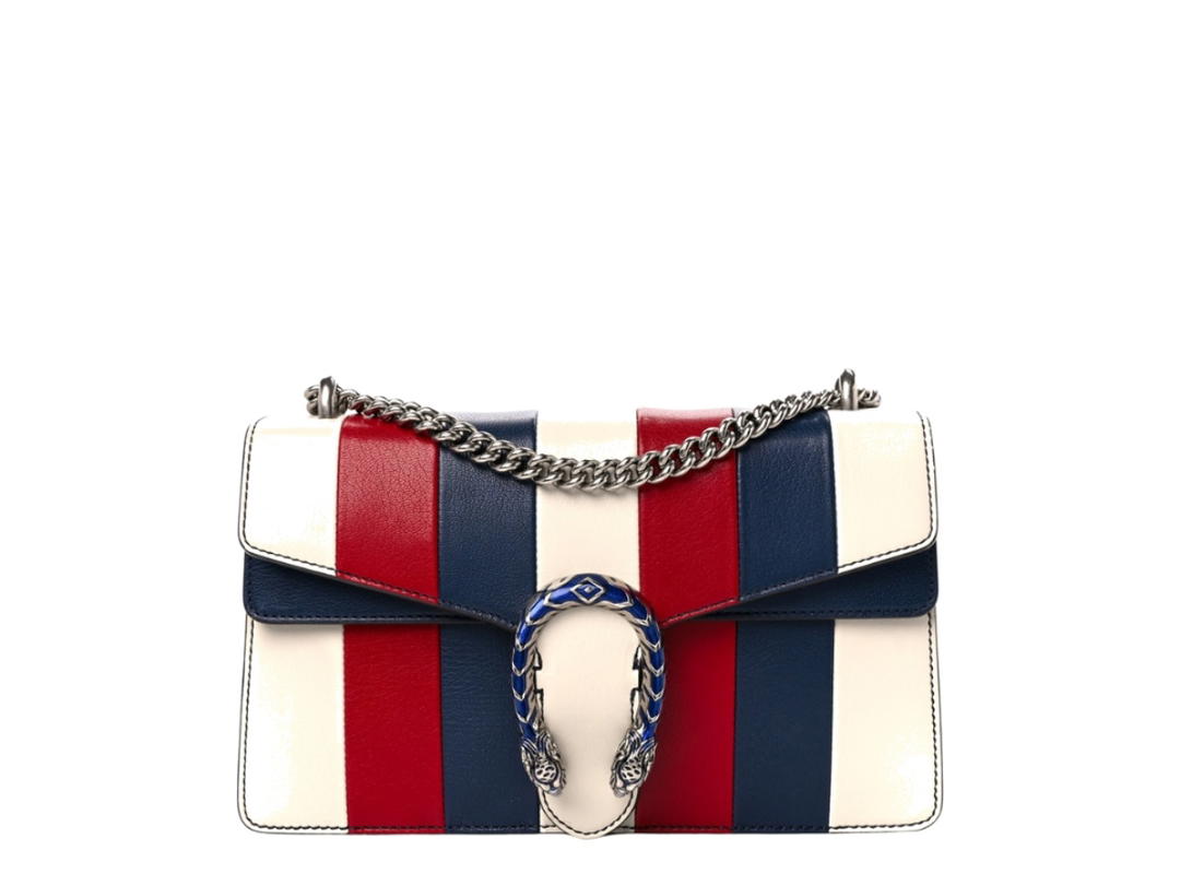 Gucci Gucci Small Dionysus Shoulder Bag In Red Blue White Goatskin Enamel With Silver Hardware