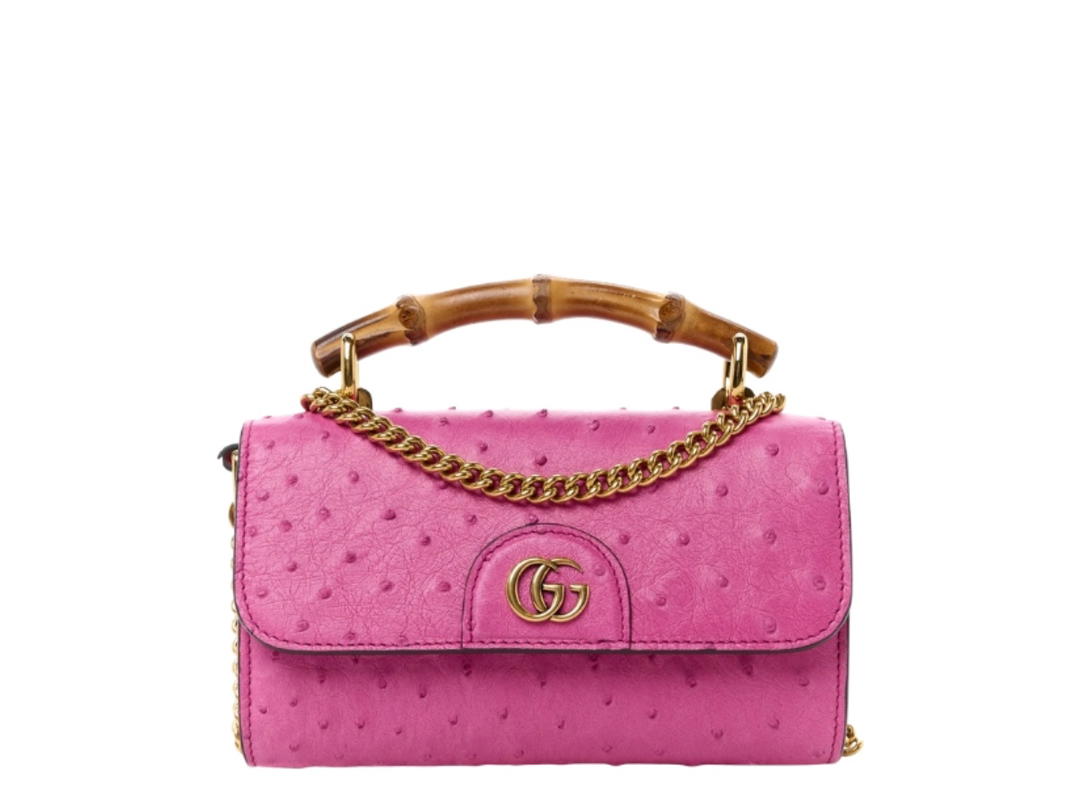 Gucci Gucci Ostrich Mini Diana Bag Pink