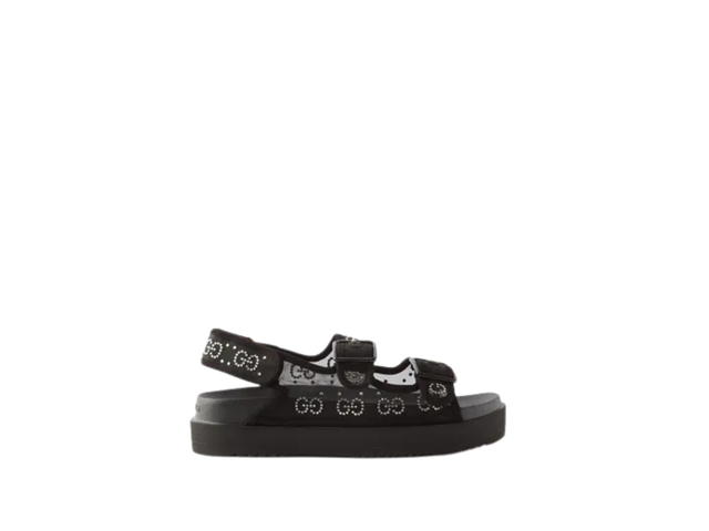 Gucci Gucci Crystal-Embellished GG Sandals Mesh Black - view 1