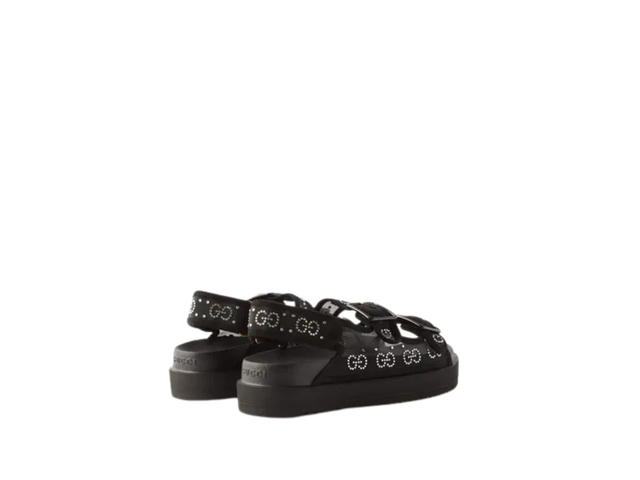 Gucci Gucci Crystal-Embellished GG Sandals Mesh Black - view 2
