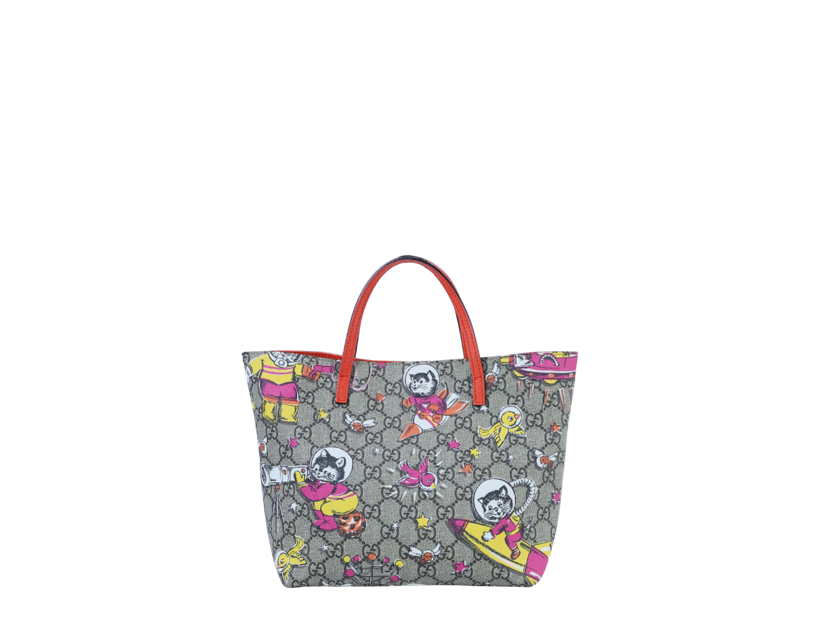 Gucci Gucci GG Supreme Monogram Space Cats Childrens Tote Orange
