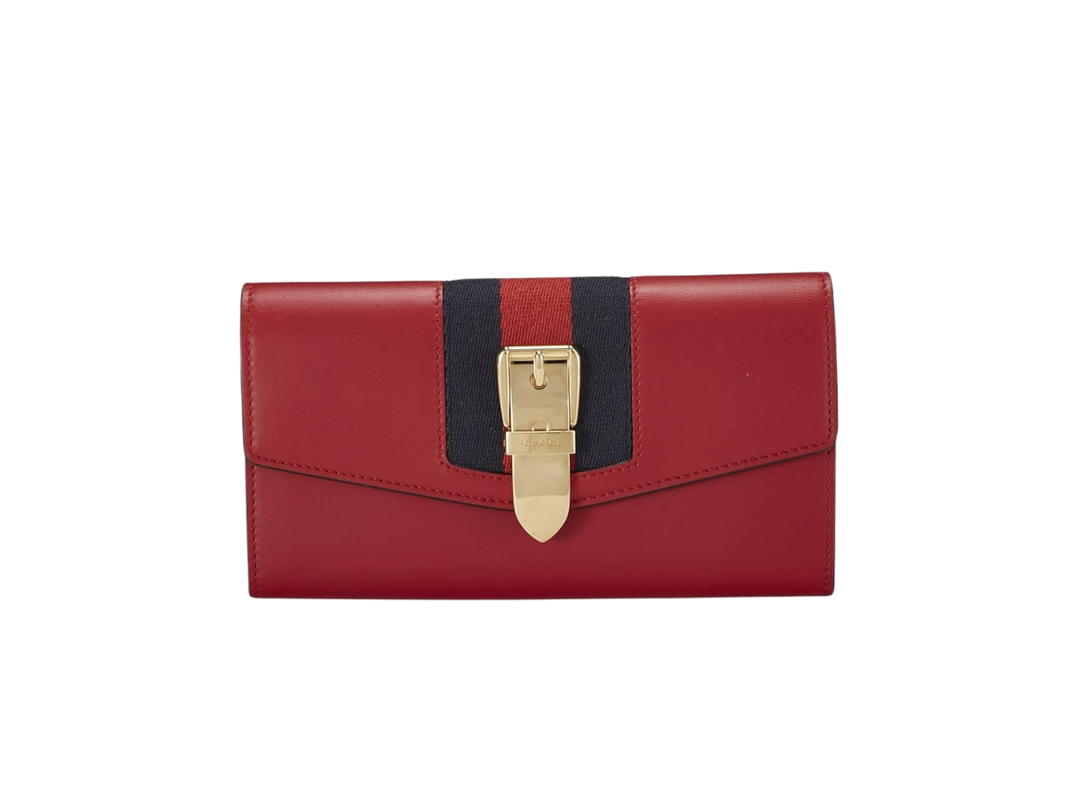 Gucci Gucci Calfskin Sylvie Continental Wallet Hibiscus Red