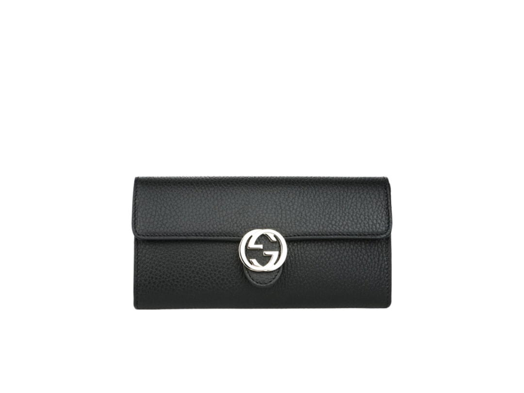 Gucci Gucci GG Interlocking Flap Long Wallet Black