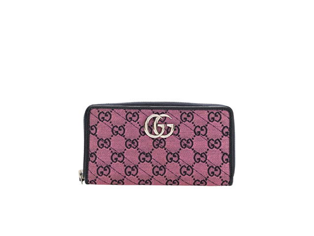Gucci Gucci Matelasse Diagonal GG Marmont Zip Around Wallet Pink - view 1