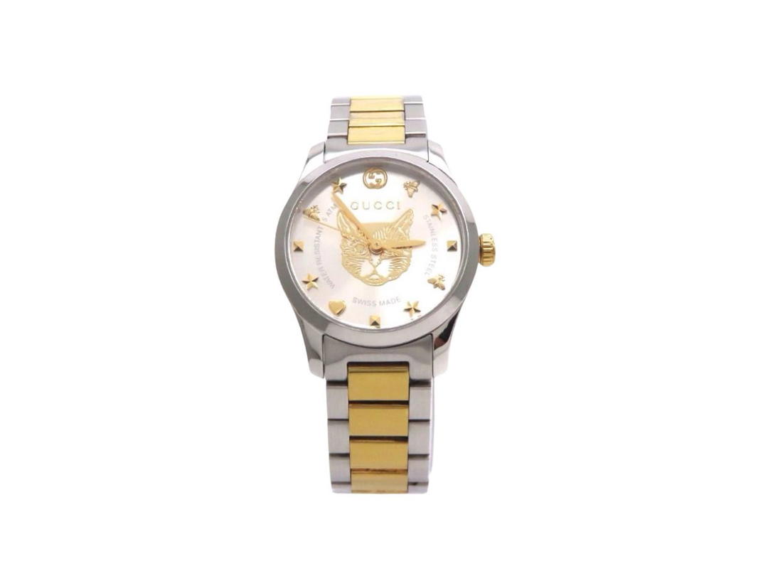 Gucci Gucci G-Timeless Cat Quartz Watch Gold Silver