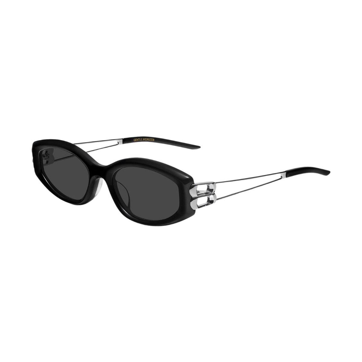 Gentle Monster Solid Loop 01 In Black Mixed Frame With Gray Lenses