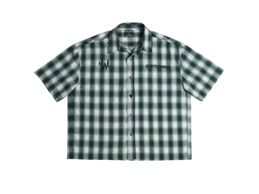Getricheasy Getricheasy Cut-off Plaid Shirt Green