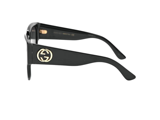 Gucci Gucci Acetate Square Frame Sunglasses In Black Frame With Black Lens - view 3