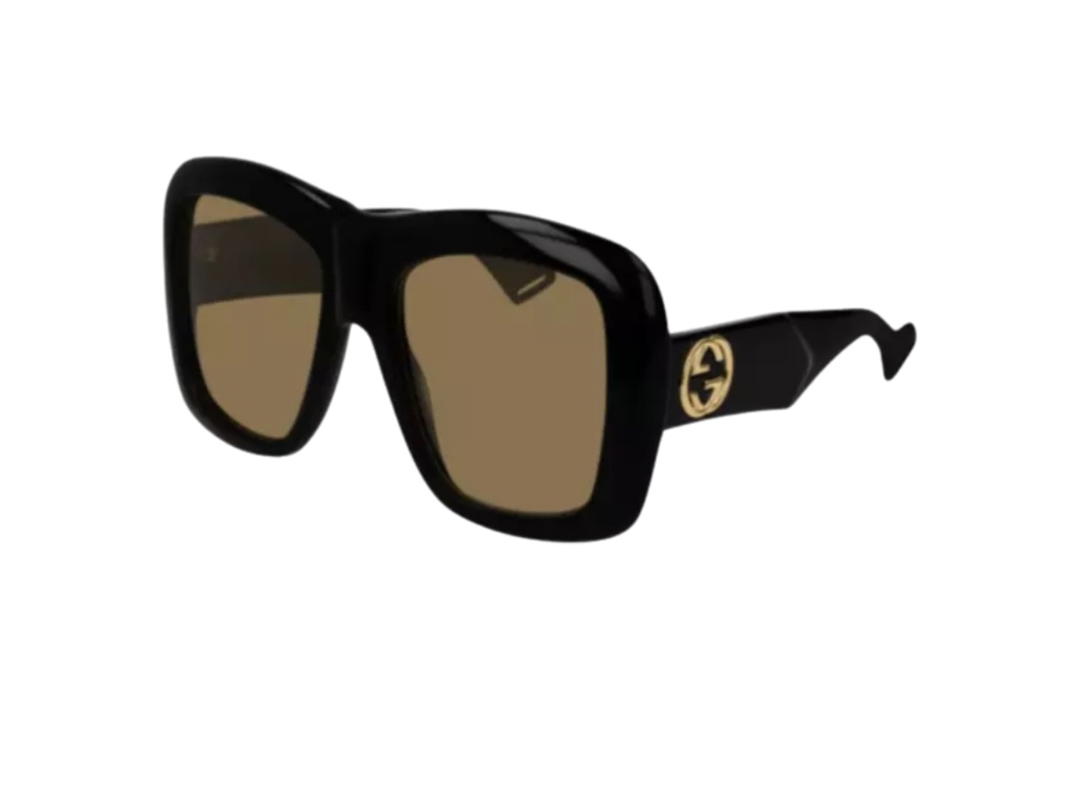 Gucci Gucci Sunglasses In Plastic Acetate With Brown Lens Black Square