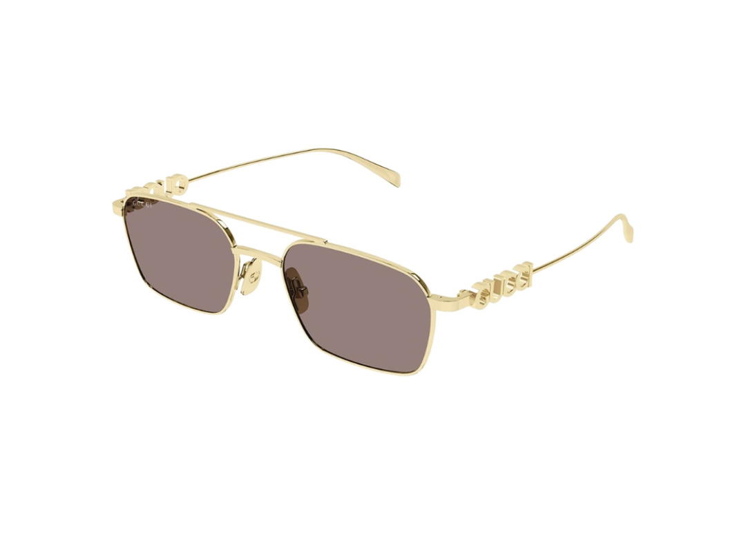 Gucci Gucci Square Sunglass Gold Frame With Brown Lenses