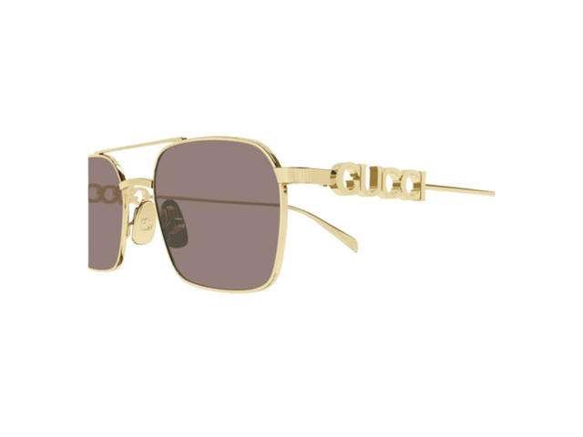 Gucci Gucci Square Sunglass Gold Frame With Brown Lenses - view 3