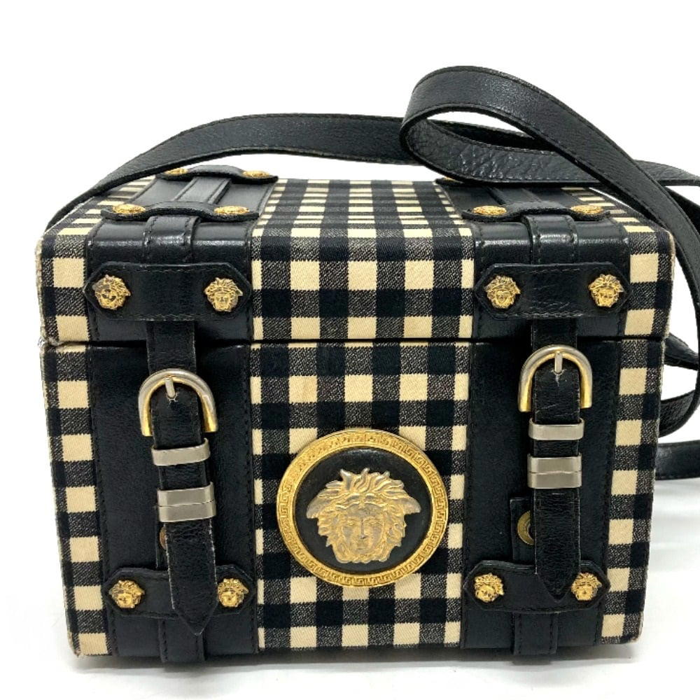 Gianni Versace GIANNI VERSACE Medusa Gingham check vintage Shoulder Bag Vanity bag