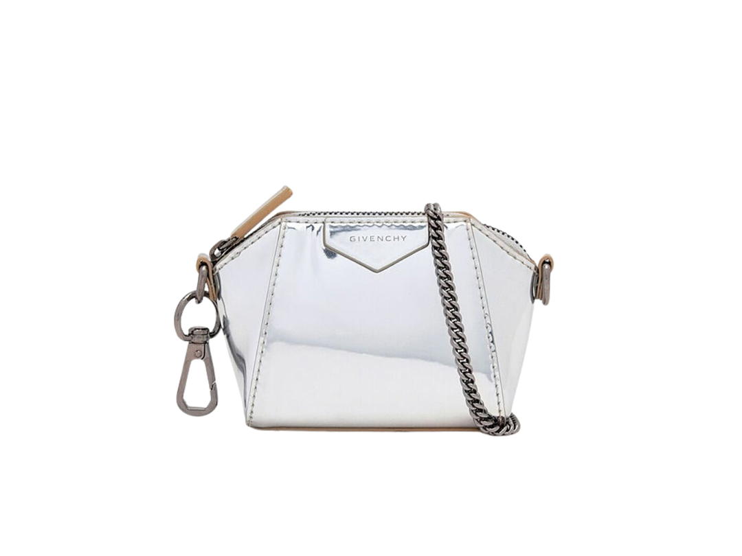 Givenchy Givenchy Antigona Baby Bag In Metallic Leather With Silve-Tone Hardware Grey Blue