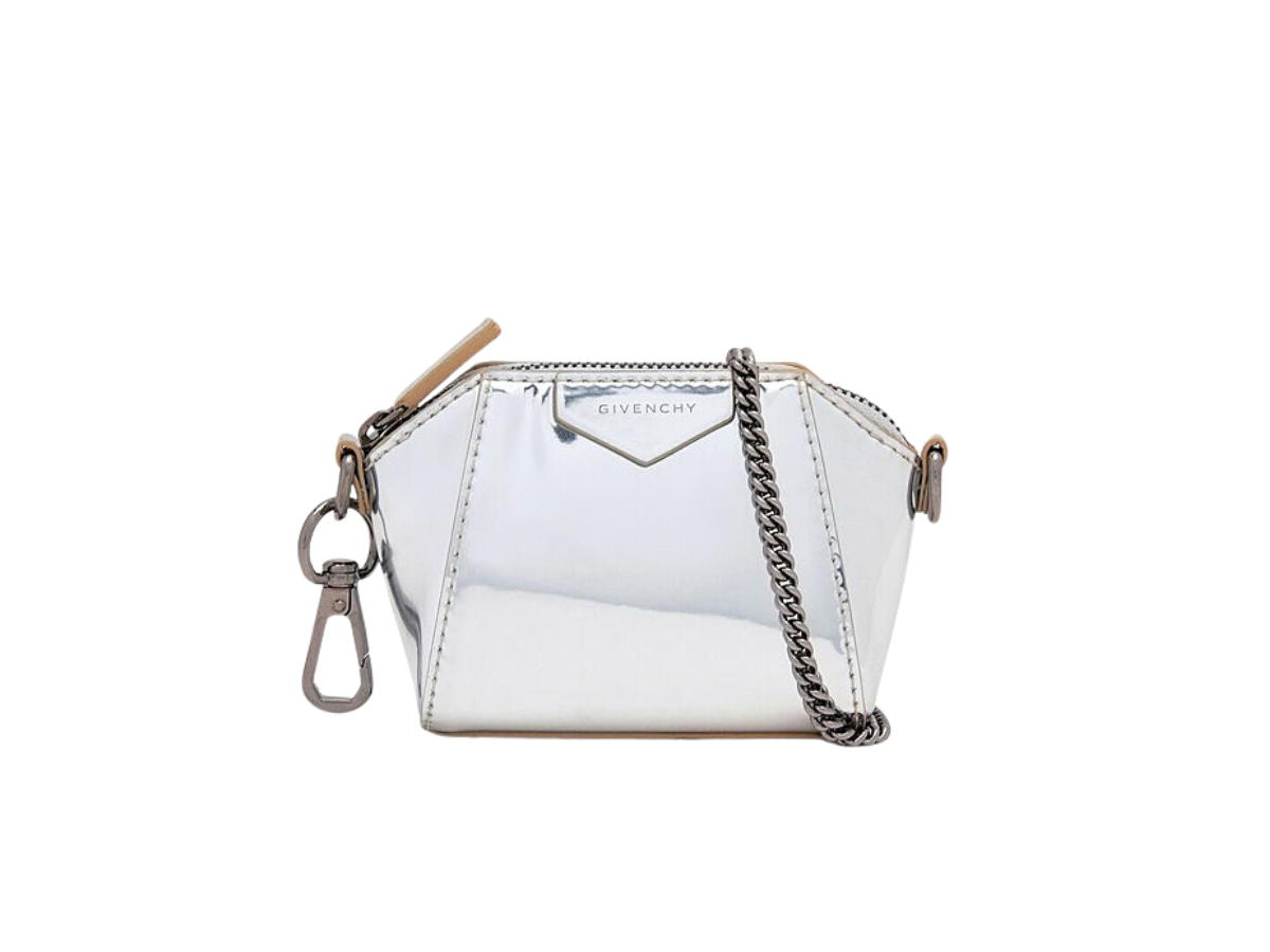 Givenchy Givenchy Antigona Baby Bag In Metallic Leather With Silve-Tone Hardware Grey Blue