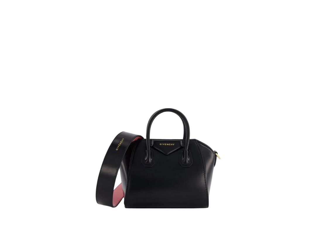 Givenchy Givenchy Antigona Toy Bag In Calfskin Leather With Gold Hardware Black Red