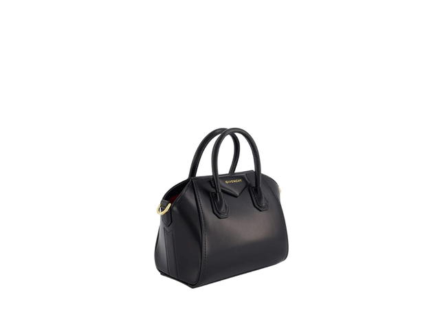 Givenchy Givenchy Antigona Toy Bag In Calfskin Leather With Gold Hardware Black Red - view 2